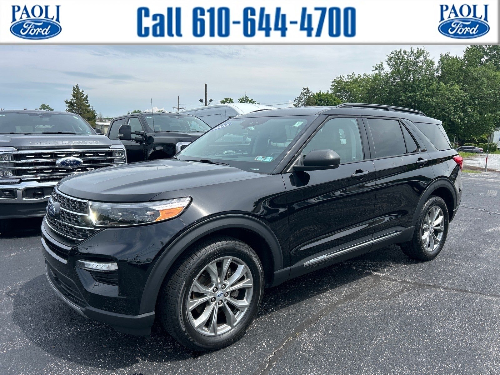 2023 Ford Explorer XLT in Agate Black Metallic — front three-quarter view