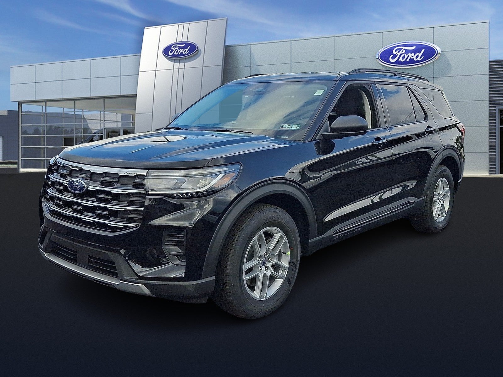 2026 Ford Explorer Active in Agate Black Metallic — front three-quarter view